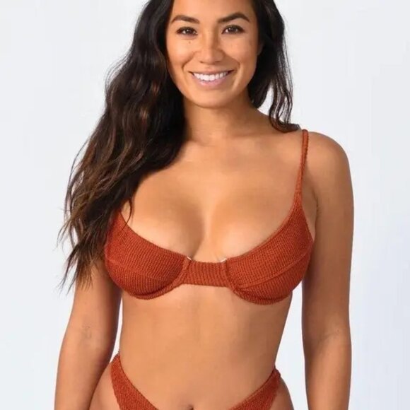 NWT Skatie Kate Bikini Top Cinnamon CRINKLE - Picture 1 of 3